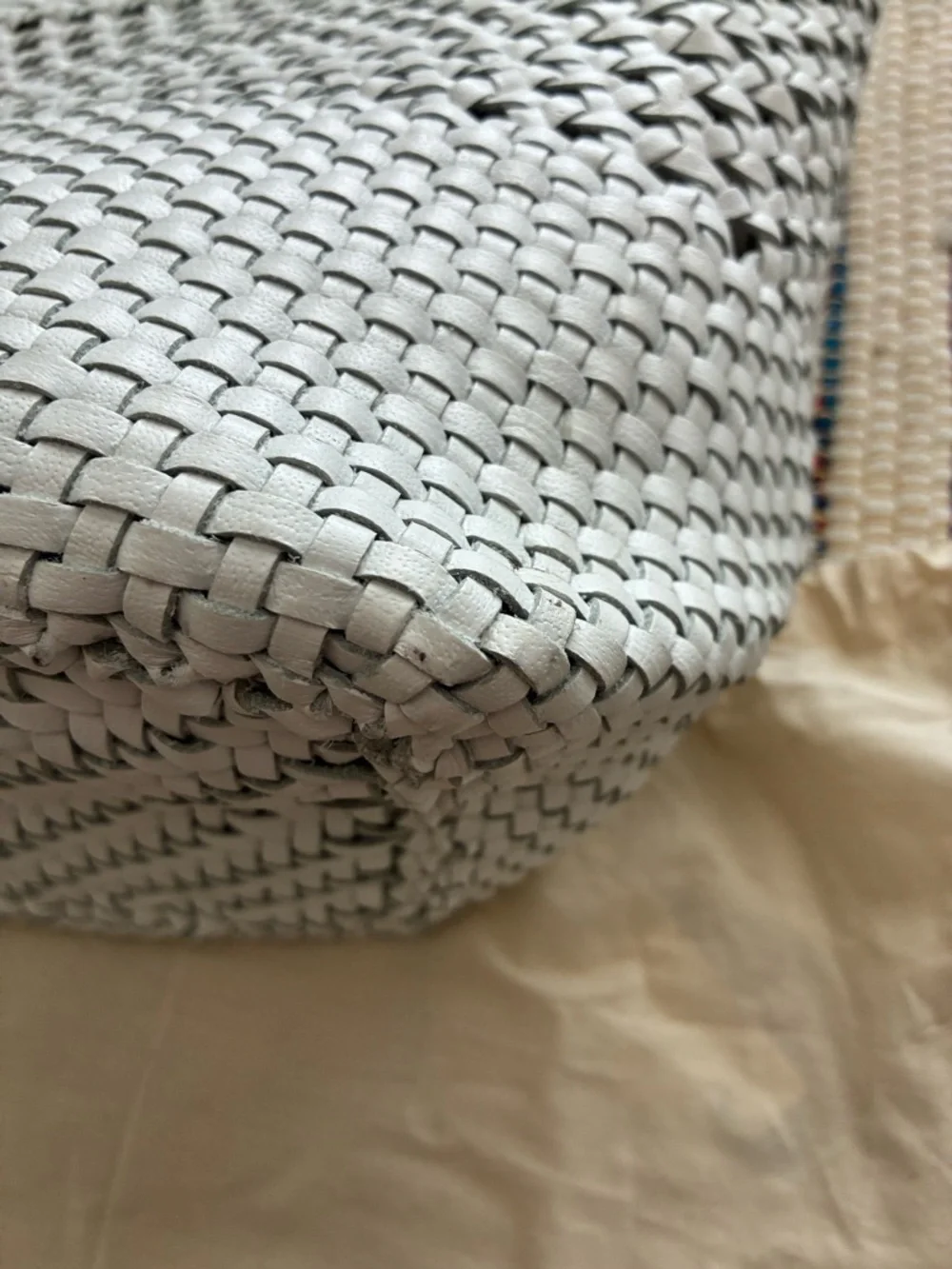 Loeffler Randall White Woven Tote with Braided Handles and Removable lining - Picture 8 of 8